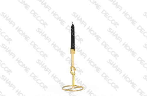 Anti Rust, Iron, Steel, Black And Gold Reef Knot Candle Stand For Home Decor