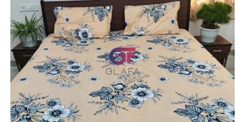 Quick Dry Economic Printed Double Bedsheet In Beige And Black Colour