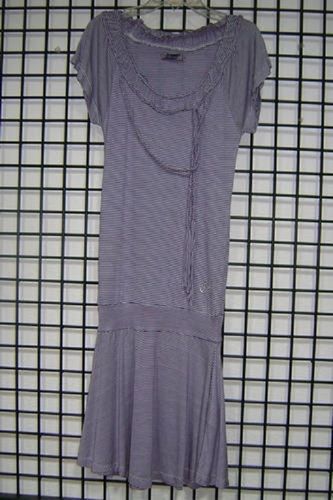 Plain Gray Regular Fit Ladies Boat-Neckline Cap Sleeves One Piece Long Nighty