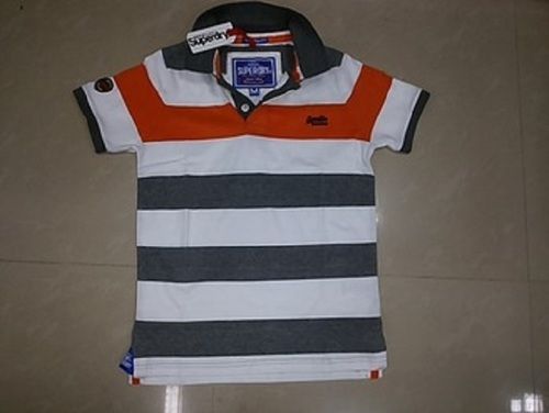 Multi Colors Casual Wear Mens Polo-Neckline Half Sleeves Striped Pure Cotton T-Shirts Age Group: Adults