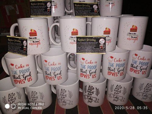 Promotional Printed White Coffee Mugs With Digital Print And Dimension 3.25X3.75 Inch