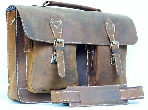 Very Spacious, Plain Design And Brown Color Genuine Lather Office Cum Laptop Bag Gender: Men