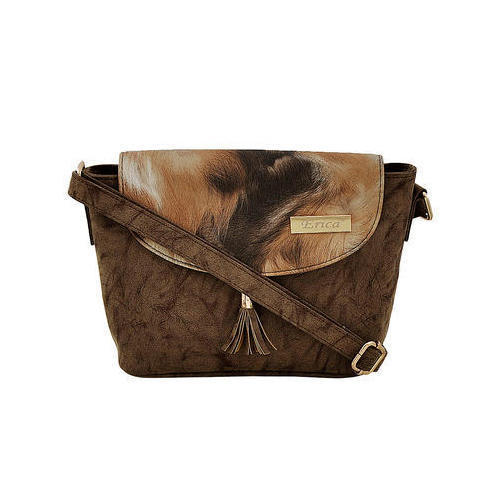 Light Weight, Leather Designer Sling Bag With Zipper Closure Style And Adjustable Straps