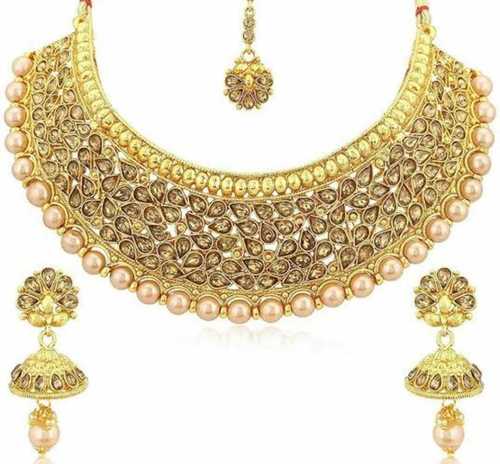 Party and Wedding Wear Women Pure Gold Necklace Set with Earring 