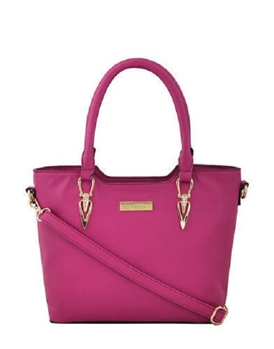 पार्टी वियर और ज़िपर क्लोज़र के लिए प्लेन डिज़ाइन पिंक (गुलाबी) रंग का रेक्सीन लेडीज़ फैशन हैंडबैग, लिंग: महिला