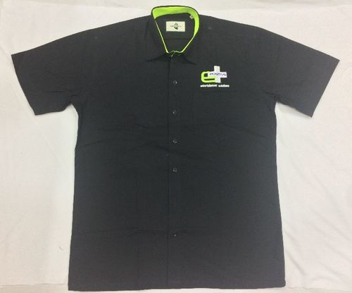 Black Regular Fit Casual Wear Men's Half Sleeves Plain Cotton Polyester Shirt - Customized Chest Size Breathable Quick Dry Machine Washable
