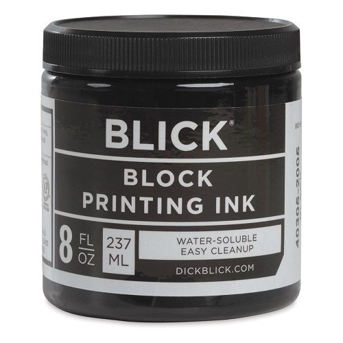 Black Blick Block Printing Ink(Water Soluble) On Surface