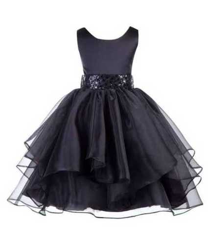 Comfortable And Party Wear Kids Party Wear Black Cotton Silk Dress 