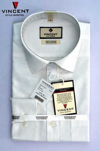 Mens White Plain Full Sleeves Cotton Shirts(Skin Friendly)