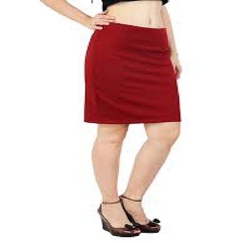 Woolen Plain Cotton Styles Formal Red Skirt(Knee Length)24-32 Waist