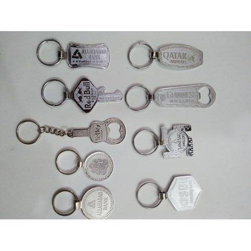 Silver Printed Promotional Key Chain With Mild Steel Material And 2-3Mm Thickness