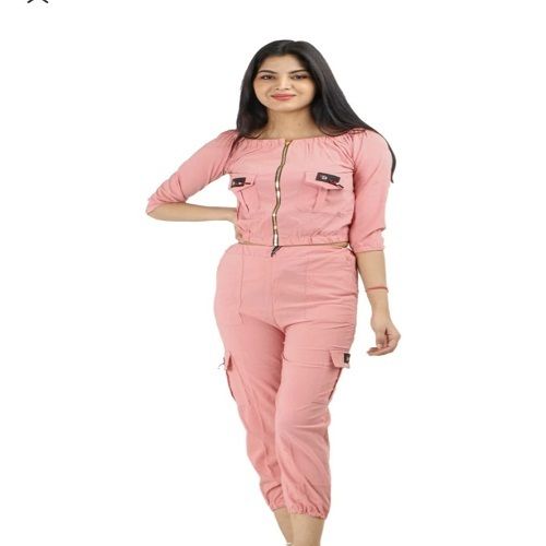 Stylish Pink Jumpsuit Dresses For Girls(Daily And Sport Wear) Age Group: 18