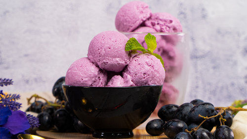 Delicious Yummy Taste and Mouth Watering Delightful Purple Color Grape Flavoured Ice Cream