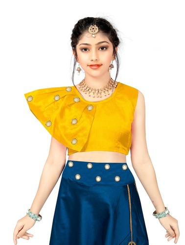 क्विक ड्राई गर्ल्स टॉप और लहंगा 100% सिल्क टेक्सचर और मेल्डेड कॉटन के साथ