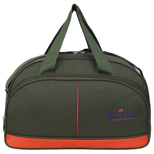 Moisture Proof Olive Green And Orange, Plain Polyester Promotional Travel Bag With Zipper Closure