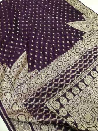 Eye Catchy Design And Rich Look Banarasi Silk Semi Georgette Saree With Blouse Piece