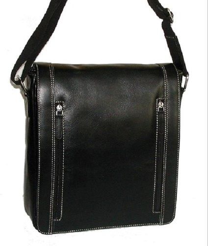 Plain And Black Men Side Leather Bag With Cotton Lining And Canvas Belt Size: Various Sizes Are Available