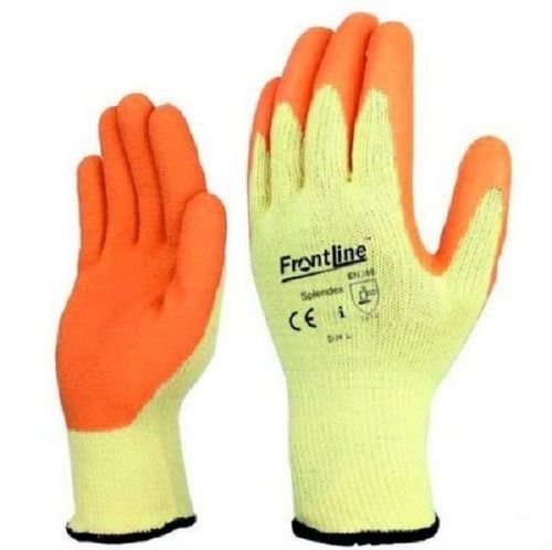 Orange And Light Yellow Color Industrial Gloves For Personal Safety