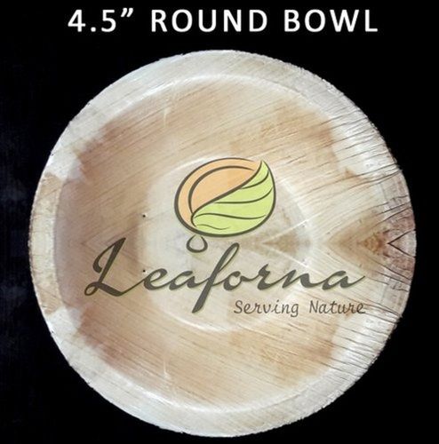 4.5 Inch Disposable Round Areca Leaf Meal Bowl For Soup, Dal, Desert And Ice Cream