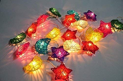 Multi Color Eye Catching Look Shock Proof 20 Led Star Moon Shape String Decorative Lights