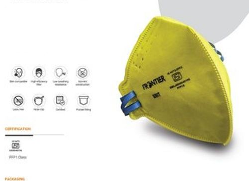 Frontier Yellow Reusable Ffp1 Class 5 Layer N95 Face Mask For Medical, Industrial Use Gender: Unisex