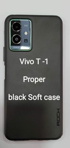 Light Weight Pu Leather Plain Black Soft Case For Vivo T1 Mobile Body Material: Rubber