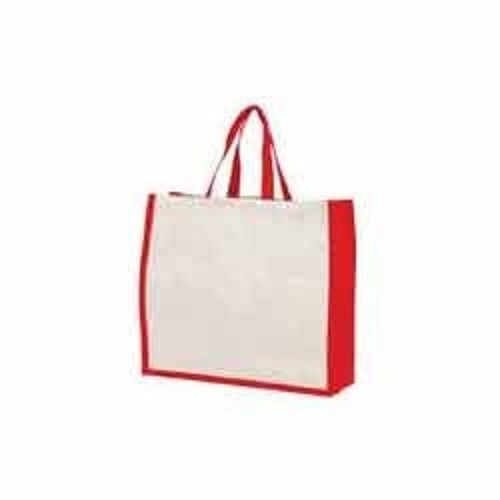 Moisture Proof Plain, Waterproof And Washable White And Red Imported Matty Fabric Shopping Carry Bag