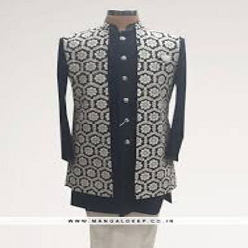 Quick Dry Shrink Resistance Skin Friendliness Black And White Mens Cotton Silk Kurta