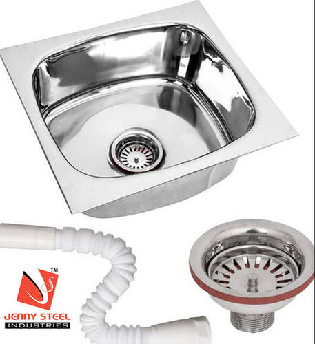 Easy To Clean Stainless Steel 304 Glossy Single Bowl Kitchen Sink With Silver Finish