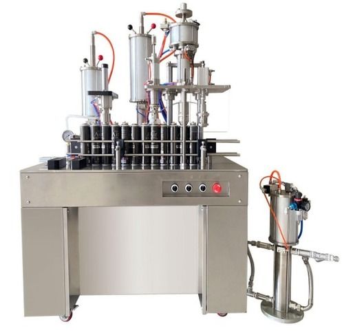 Semi-Automatic Wheel Mounted Easy To Move Semi Automatic Aerosol Deodorant Filling Machine