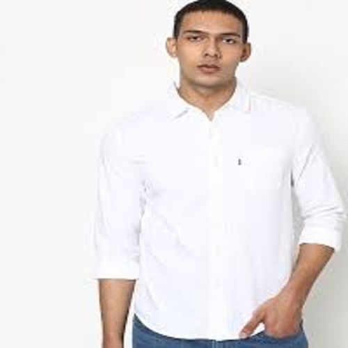 Anti Shrink Easy To Clean Casual Wear White Cotton Long Sleeves Men Shirts Age Group: Customize