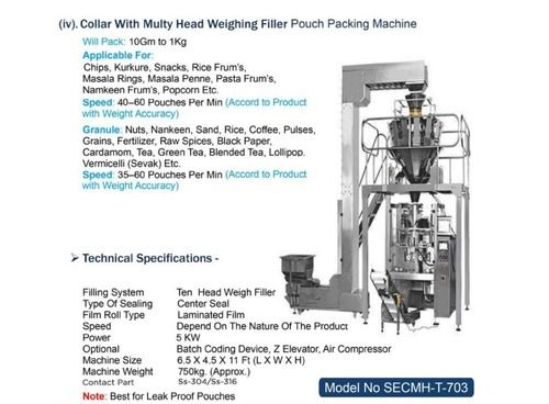 Collar with Multihead Weighing Filler Pouch Packing Machine