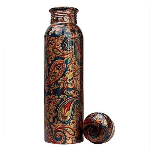 Highly Durable Printed Pattern Multi-Color Copper Water Bottles Capacity: 1 Liter/Day