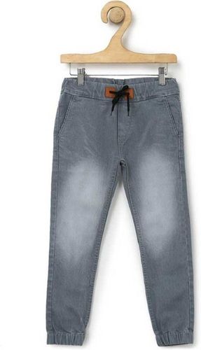 Plain Dyed Washed Grey Color Shaded Jogger Style Jeans For Kids Age Group: 1-2 Years