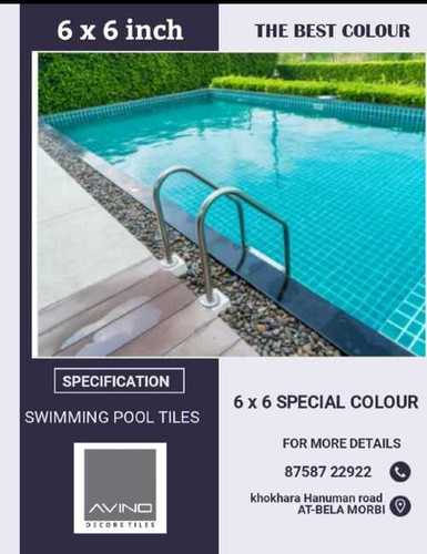 Plain Pattern Blue And White Swimming Pool Tiles, 6 Inch X 6 Inch Application: Floor Tiles