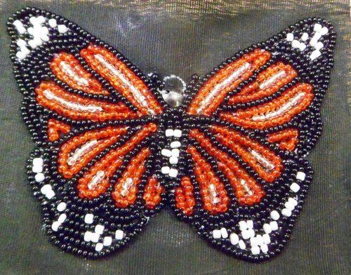 Metal 1 To 2 Mm Orange And Blue Beaded Patch(Butterfly Shape)