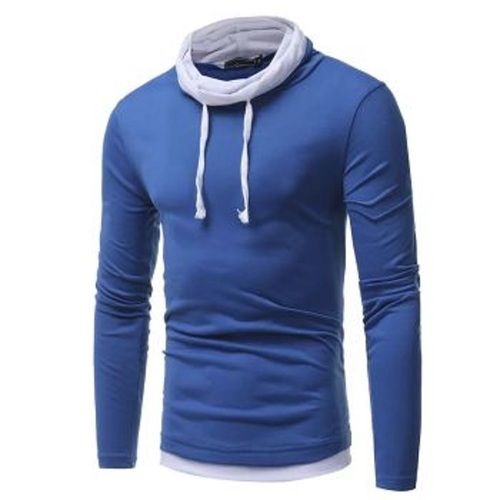 Dark Bule Casual Wear Round Neck Blue Colour Cotton Full Sleeve T Shirt For Mens