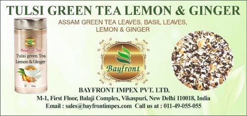 Fresh Organic Tulsi Green Tea Lemon Ginger With Antioxidants