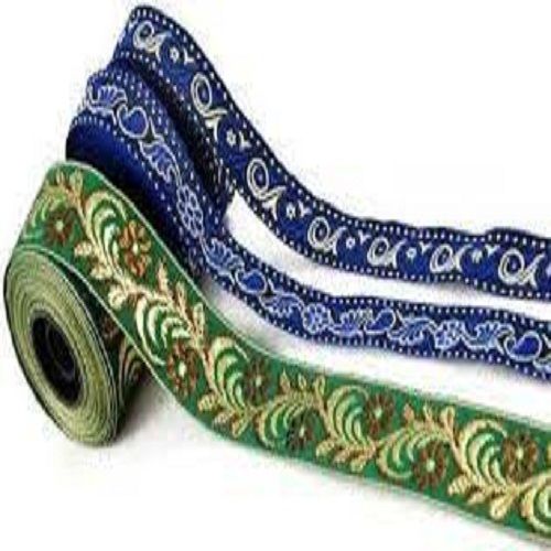 Green And Blue Color Saree Border Laces With Single Sided Embroidery Work Decoration Material: Sequins