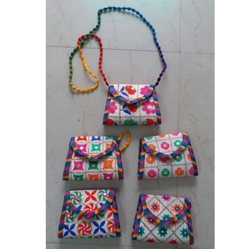 Light Weight And Very Spacious, Multicolor Formal Embroidered Cotton Sling Bag