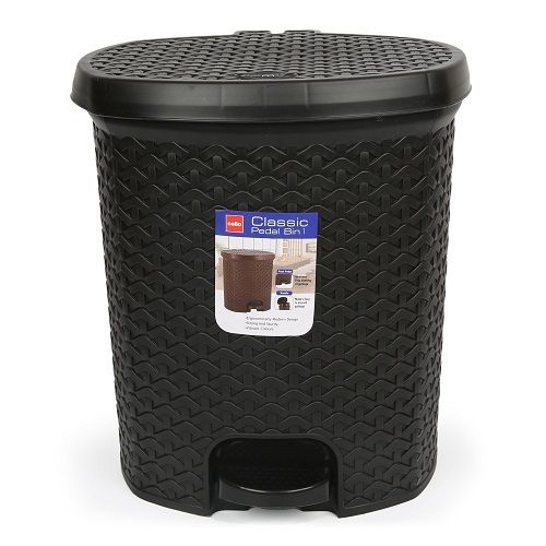 Light Weight Classic 100 % Virgin Solid Black Color Plastic Foot Pedal Dustbin Application: To Throw Garbage