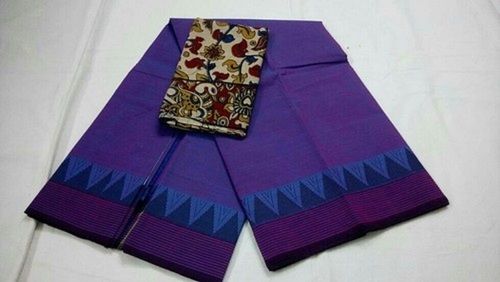 Party Wear Pure Cotton And Stylish Blue Ladies Sarees With Unstitched Blouse Piece Set