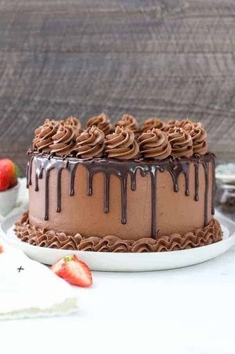 Three Layer Triple Chocolate Cake With Beautiful Icing For Birthday Celebrations