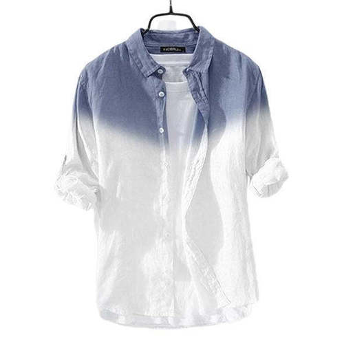 White And Blue Color Full Hand Pure Cotton Mens Casual Shirts Collar Style: Classic