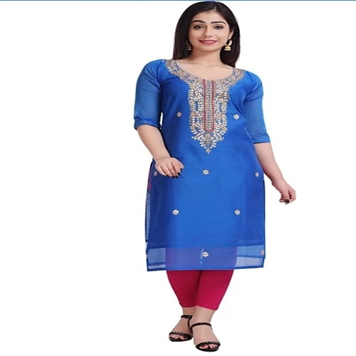 Women Blue Salwar Kameez Kurti Pant Dupatta Set Kurti Designer Embroidered  Kurta