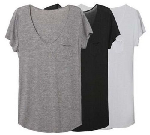 Ladies Multi Colors Regular Fit V-Neck Half Sleeves Plain Casual T-Shirts Age Group: Adults