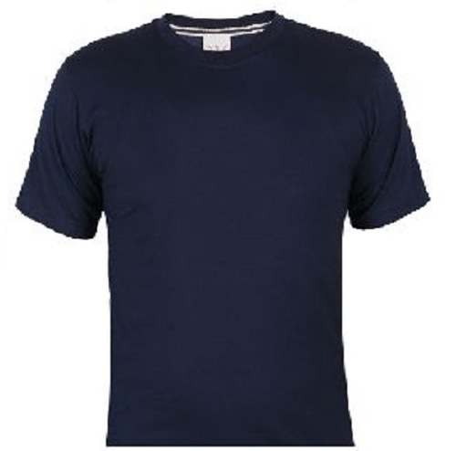 Mens Cotton - Regular Fit Blue Round-Neck Half Sleeves T-Shirt | Breathable Quick Dry Skin Friendly Plain Dyed Machine Washable