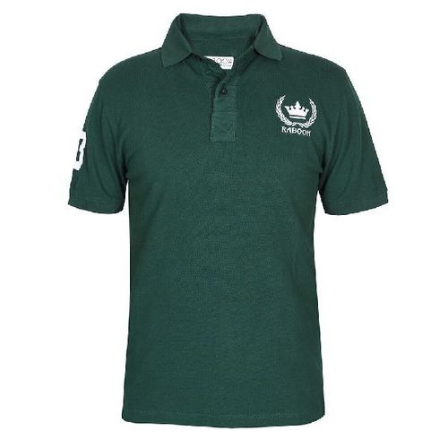 Mens Cotton Polo-Neck Half Sleeves T-Shirt - Slim Fit Green | Quick Dry Breathable Skin Friendly Colorfastness Machine Washable