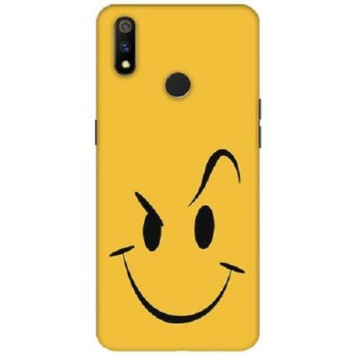 Smile Pattern Realme 3 Back Yellow Color Mobile Phone Cover Body Material: Plastic