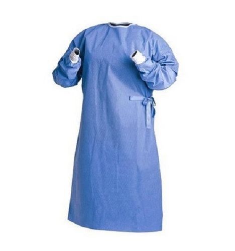  अस्पताल, क्लिनिक के लिए डिस्पोजेबल फुल स्लीव ब्लू प्लेन नॉन-स्टेराइल डॉक्टर सर्जिकल गाउन 